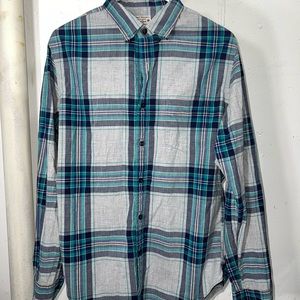 J.Crew Men’s Button Down Long Sleeve Plaid Shirt Blue Gray Teal Yellow M